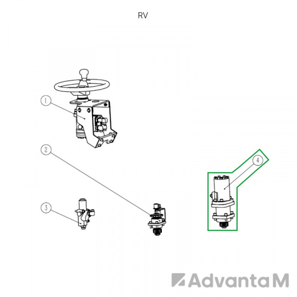 Двигатель рулевого управления в сборе для ричтрака RV (48V/0,6 кВт/АС)
