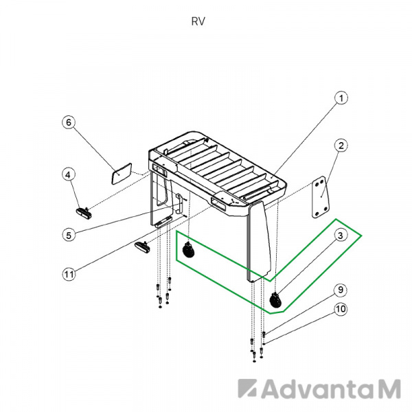 Фара поворотная для ричтрака RV (24V)