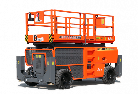 Внедорожный самоходный ножничный дизельный подъемник 4WD и 2WS DINGLI JCPT1523RTB
